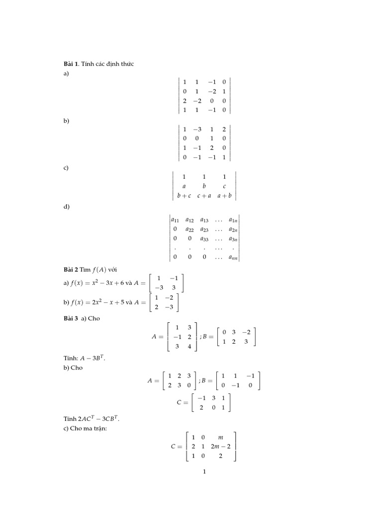 Toan CC1 BT Chuong1 | PDF