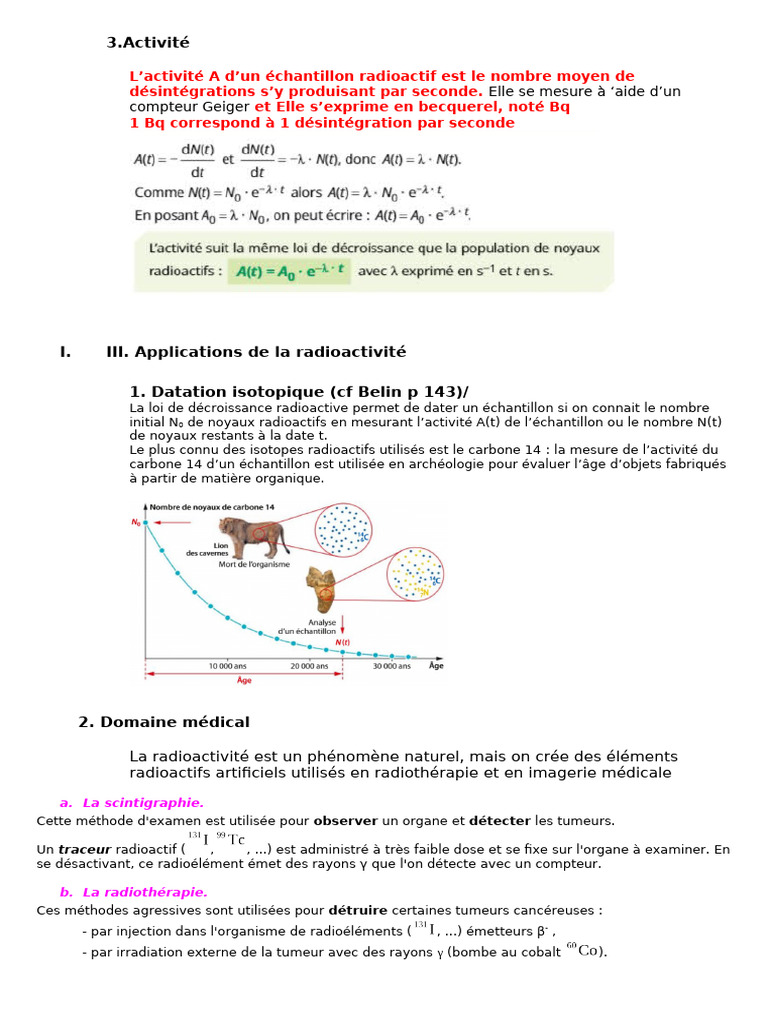 Applications et protection en radioactivité | PDF | Radioactivité ...