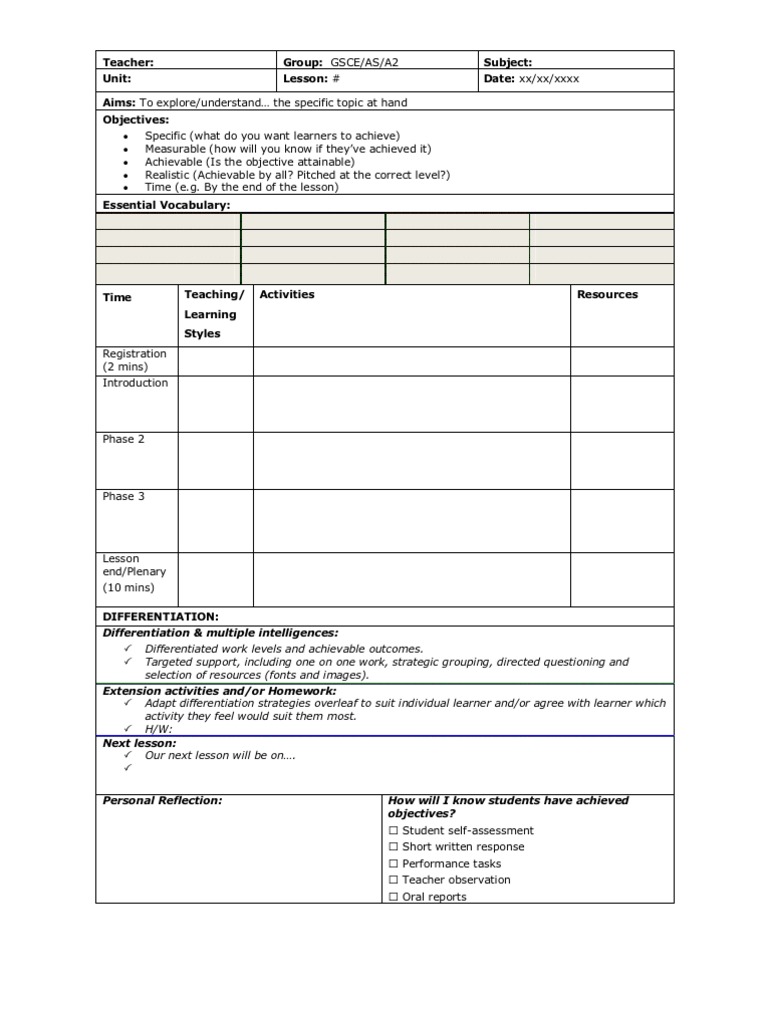 Lesson Plan Template | PDF