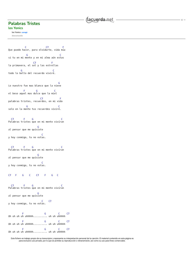 Acordes y letra de 