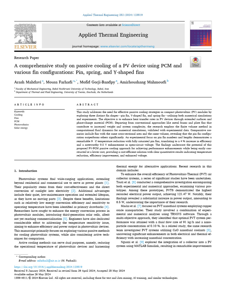 Passive Cooling for PV Devices | PDF | Photovoltaics | Solar Panel