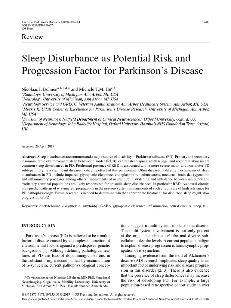 Sleep Disturbance As Potential Risk and Progression Factor For ...