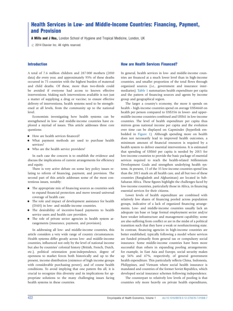 Financing Health Services in Developing Countries | PDF | Taxes | Poverty