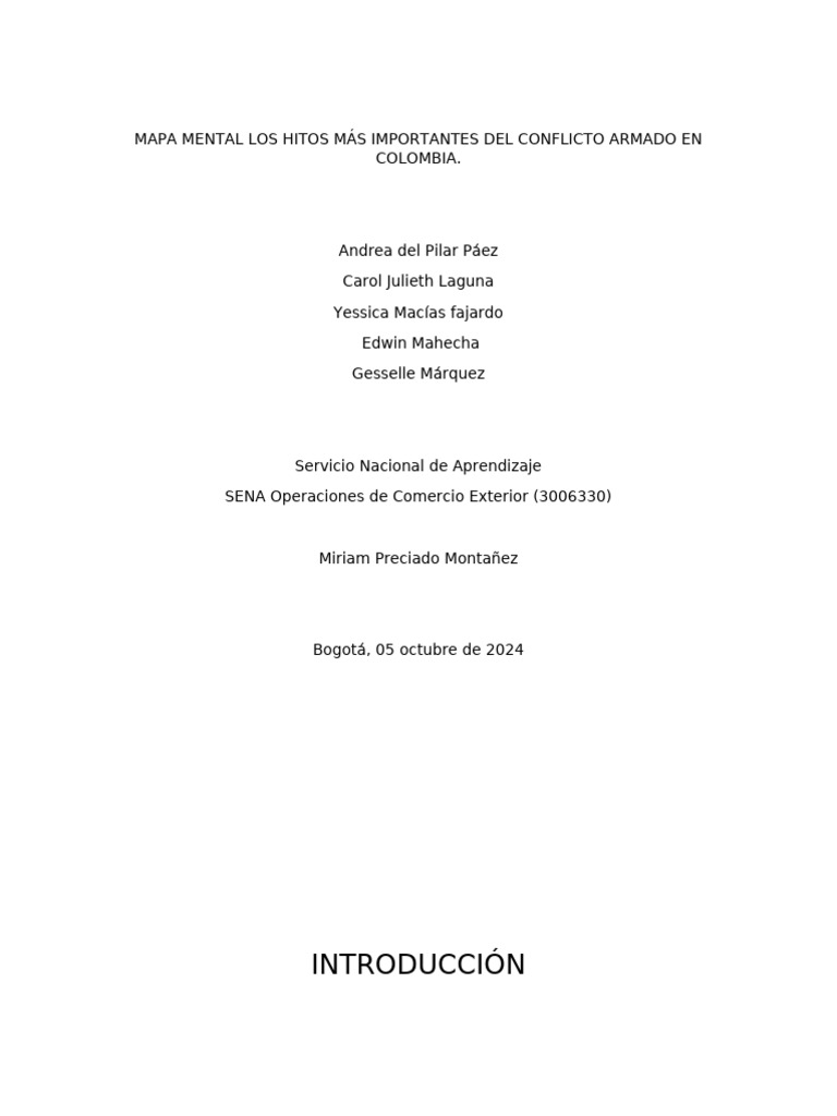 Hitos del Conflicto Armado en Colombia | PDF