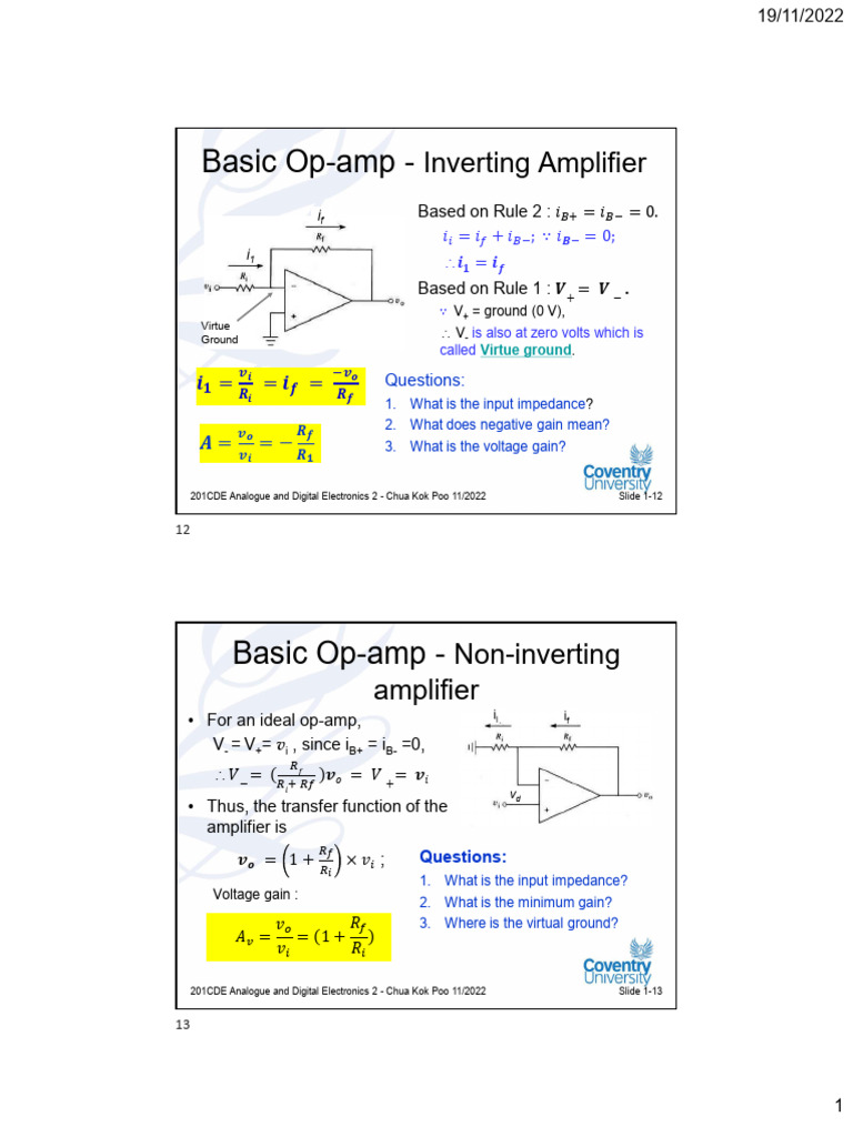 Topic 1 Example Solutions | PDF | Operational Amplifier | Amplifier