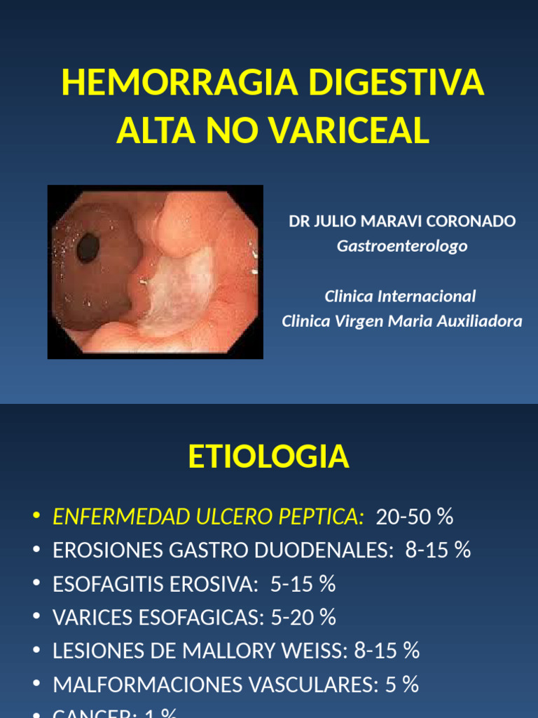 Hemorragia Digestiva Alta No Variceal: Guía Clínica | PDF | Coagulación