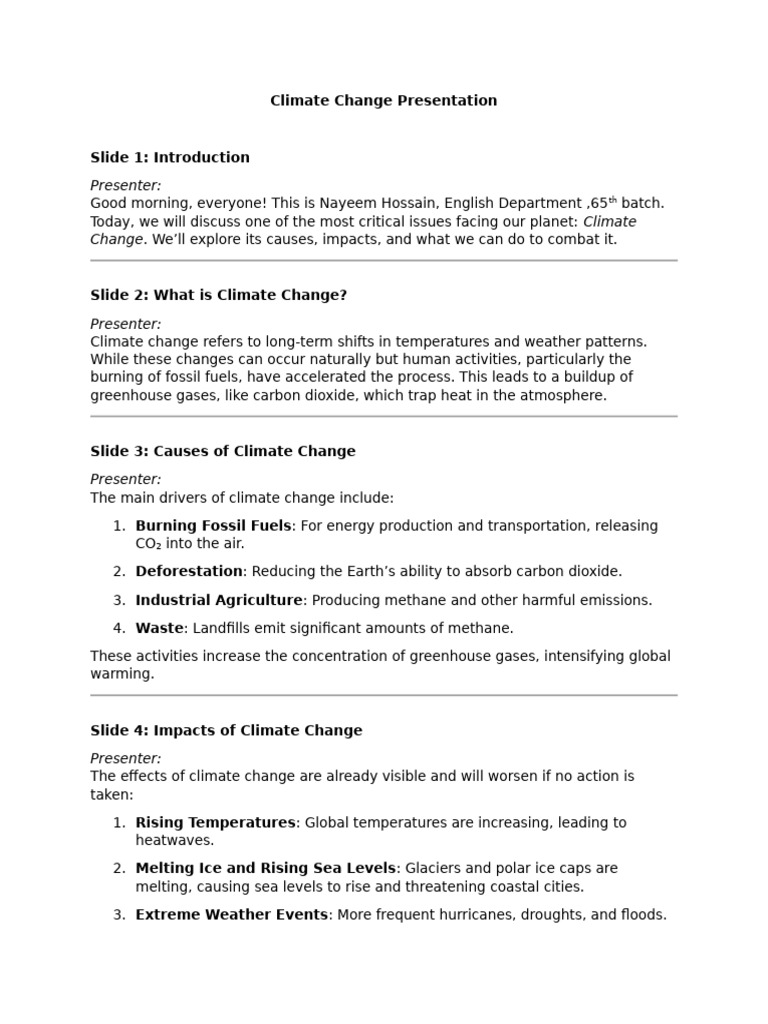 Understanding Climate Change Causes & Solutions | PDF | Climate Change ...