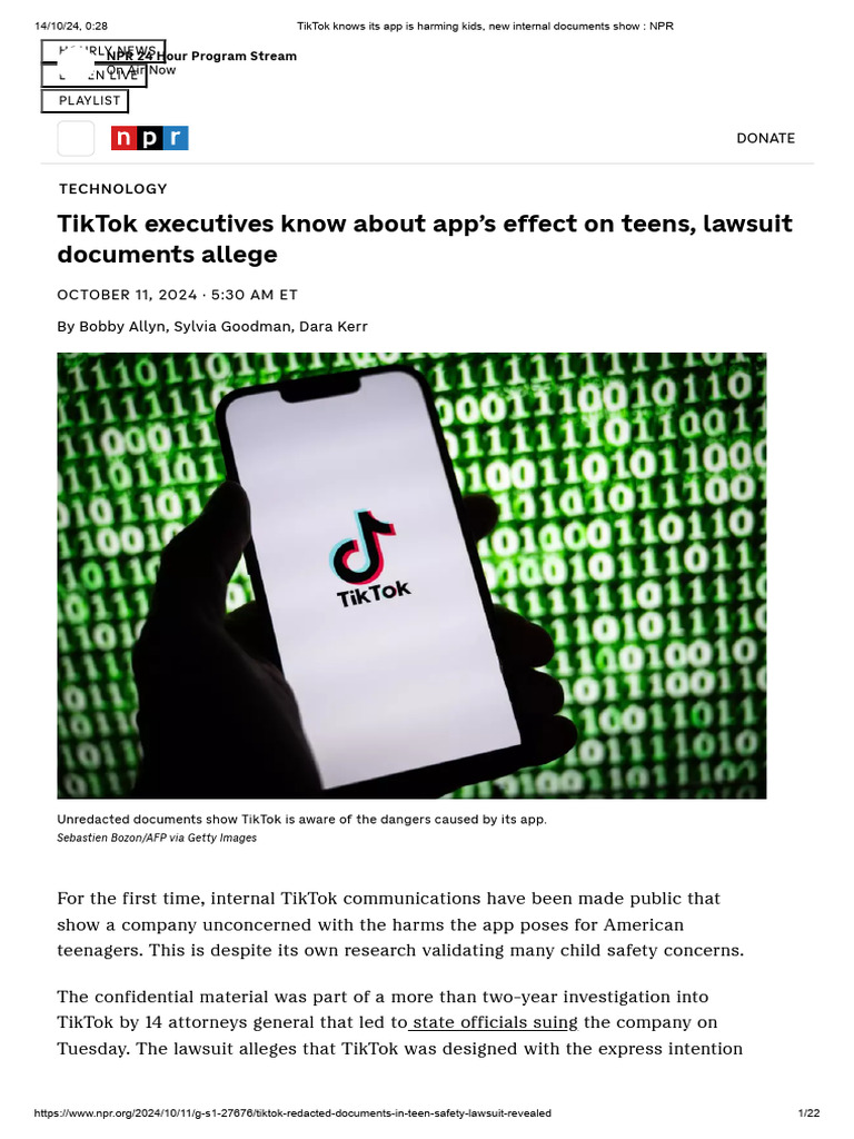 TikTok's Internal Docs Reveal Teen Risks | PDF | Social Media | Popular ...