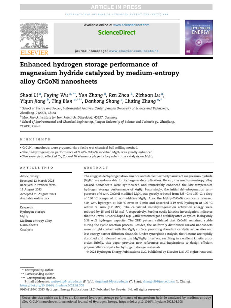 Enhanced Hydrogen Storage Performance of | PDF | Catalysis | Activation ...