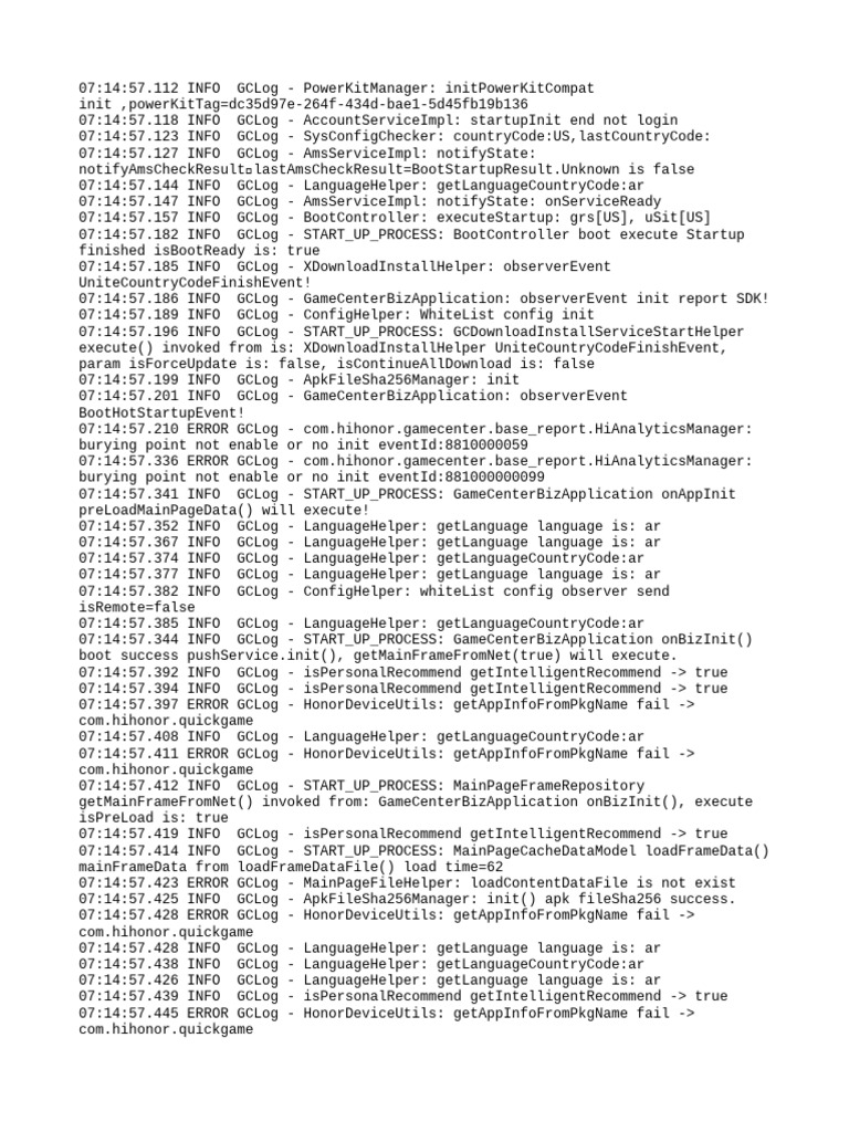 Game Center Startup Log Analysis | PDF | Internet | Data Transmission