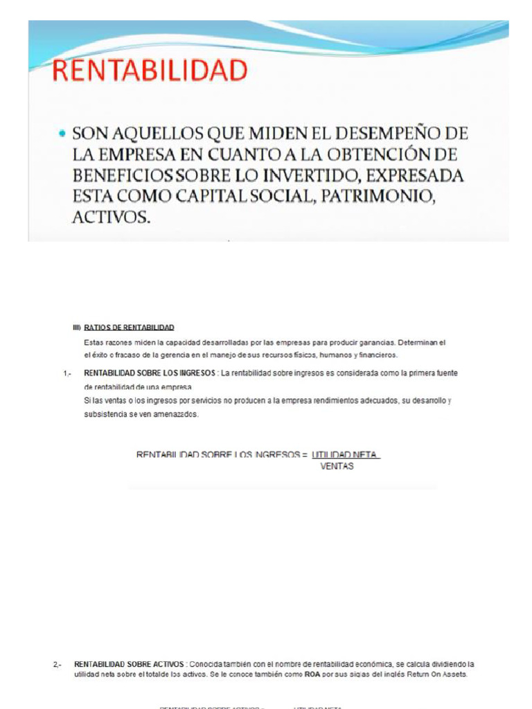 Ratios de Rentabilidad | PDF