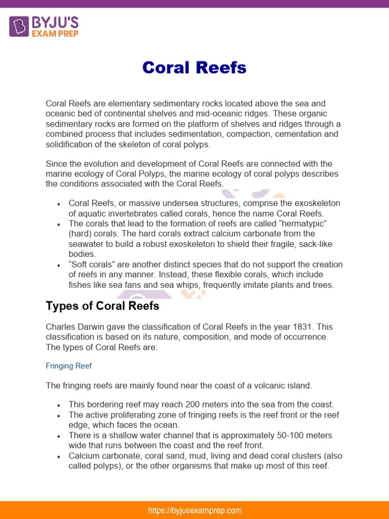 Coral Reefs Upsc Notes 99 | PDF | Coral Reef | Coral