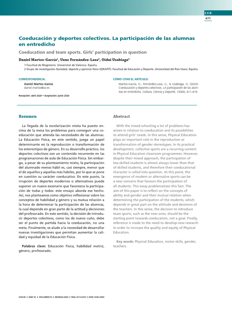 Coeducación y Deportes Colectivos | PDF | Plan de estudios | Enseñando