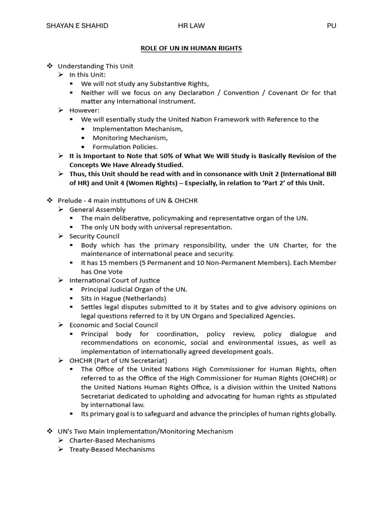 UN Human Rights Mechanisms Overview | PDF | Human Rights | United Nations