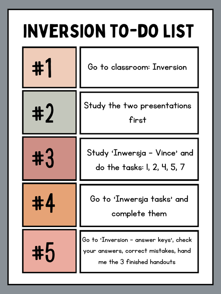 Inversion To-Do List | PDF