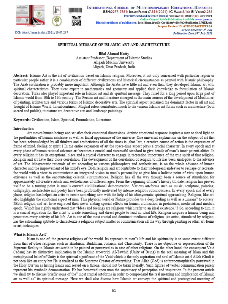 Spiritual Message of Islamic Art and Architecture | PDF | Sufism | God ...