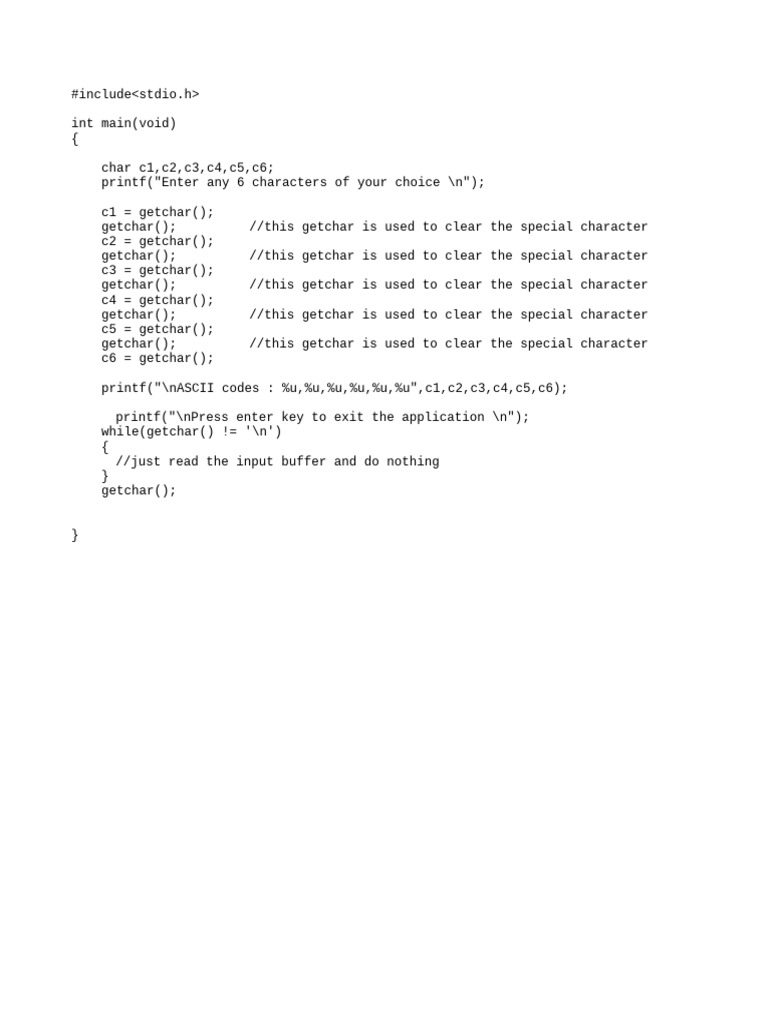ASCII Getchar | PDF