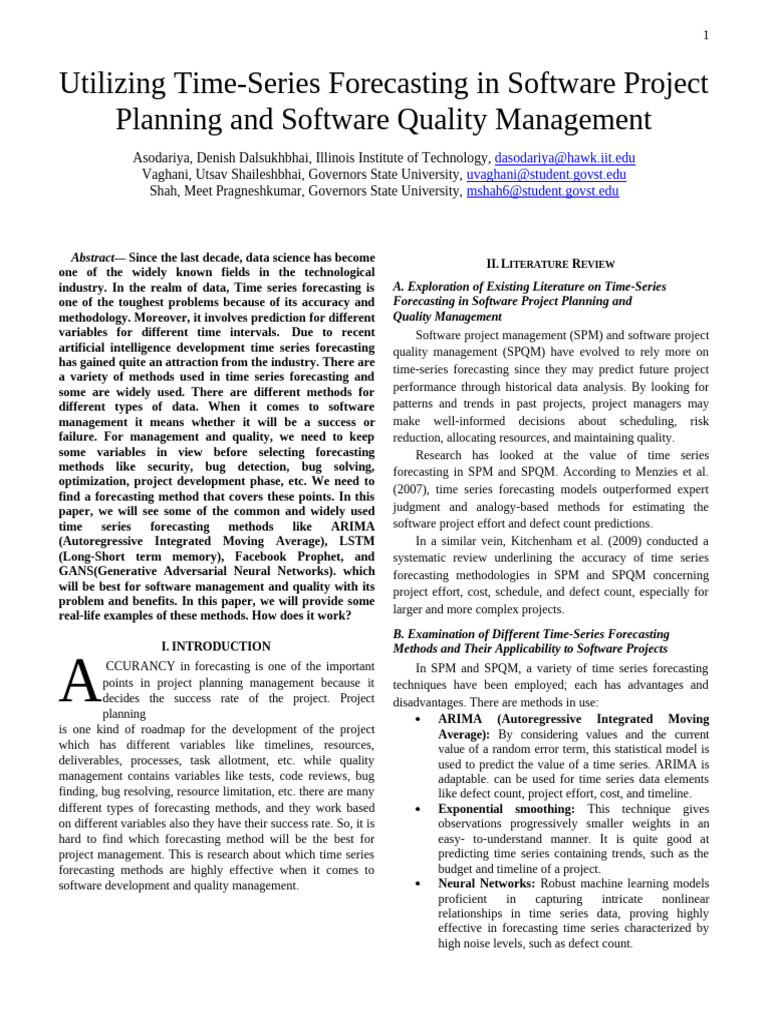 Time-Series Forecasting in Software | PDF | Forecasting ...