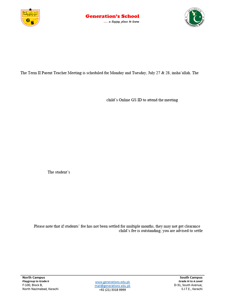 Term II Parent Teacher Meeting 2020 | PDF