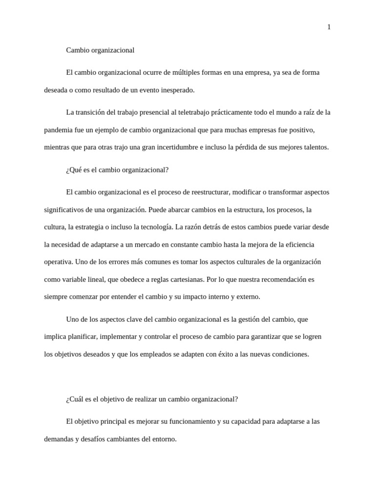 Cambio Organizacional | PDF | Business | Gestión del cambio