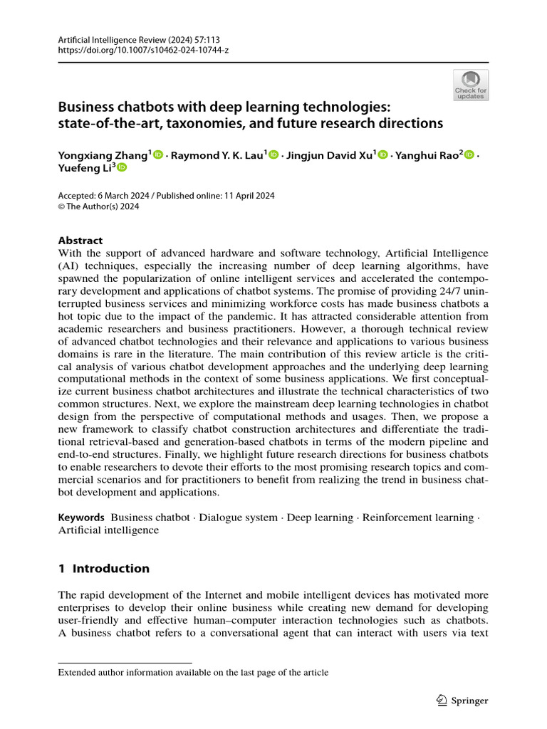 Business Chatbots | PDF | Artificial Neural Network | Deep Learning