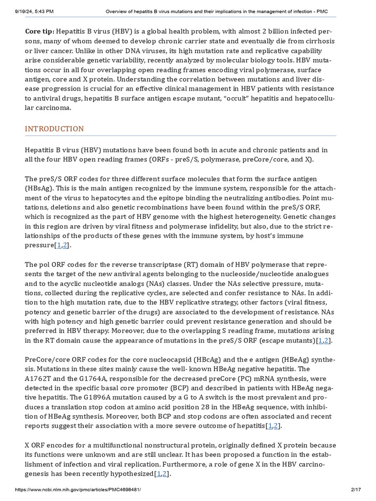 Hepatitis B Virus Mutations and Management | PDF | Hepatitis B | Virus
