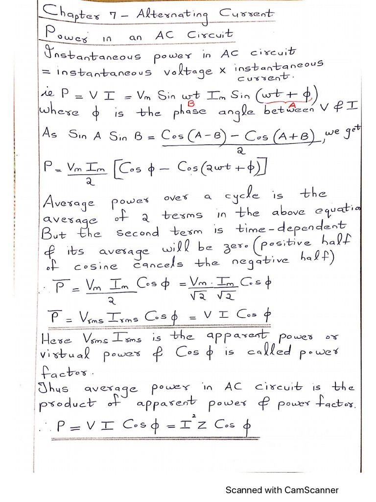 Chapter 7 - Power in AC Circuit | PDF