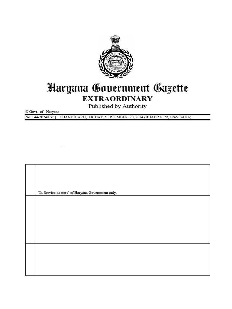 4 Haryana Gazette For Post MBBS DNB Diploma DNB Diploma Courses