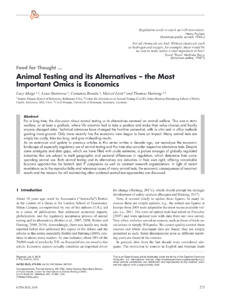 View of Animal Testing and Its Alternatives - The Most Important Omics ...