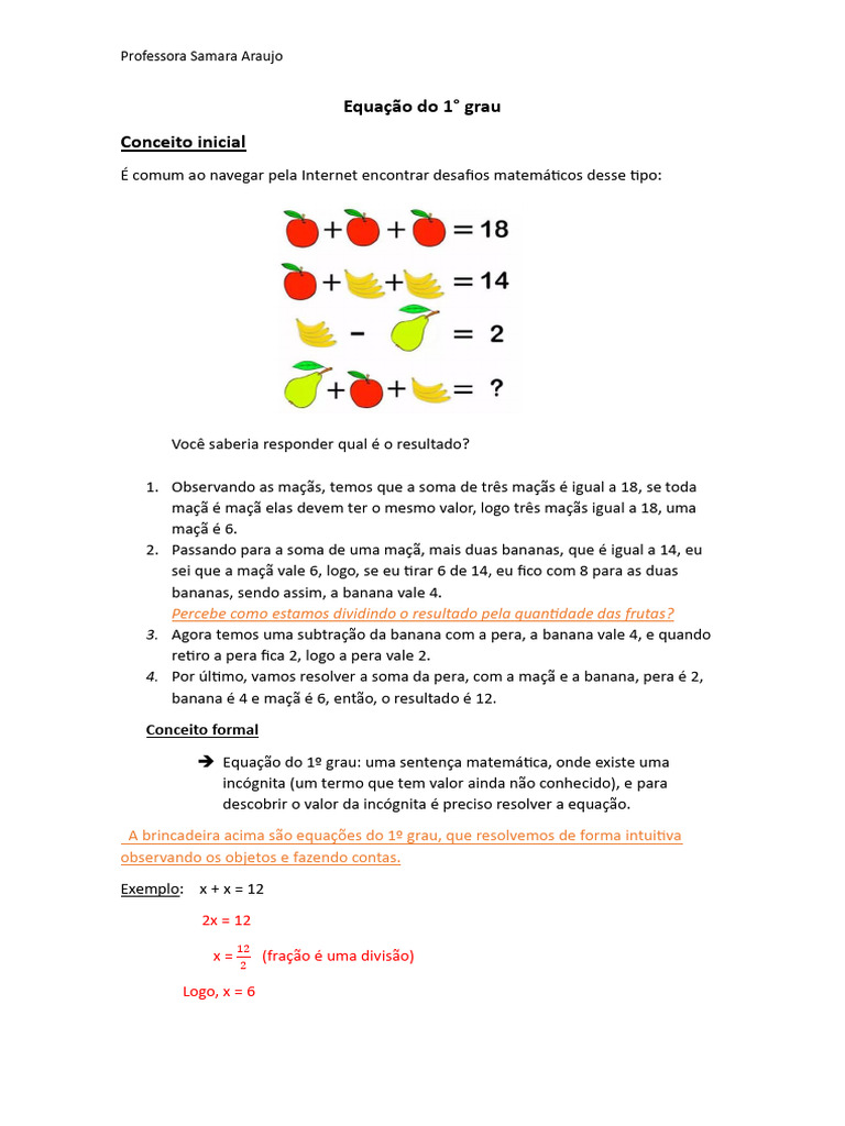 Equacao Do Primeiro Grau | PDF