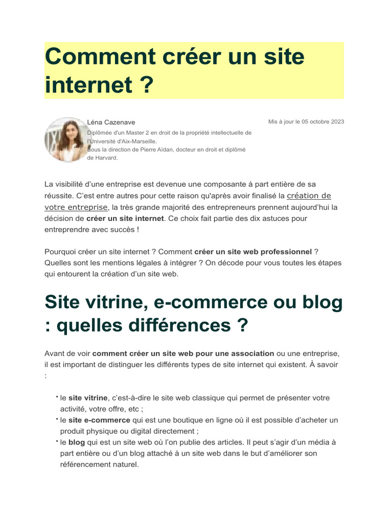 Créer un site internet en 7 étapes | PDF | Sites web | Optimisation de ...