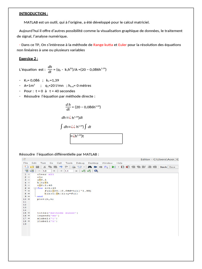 Résolution d'équations avec MATLAB | PDF | Méthodes et références ...