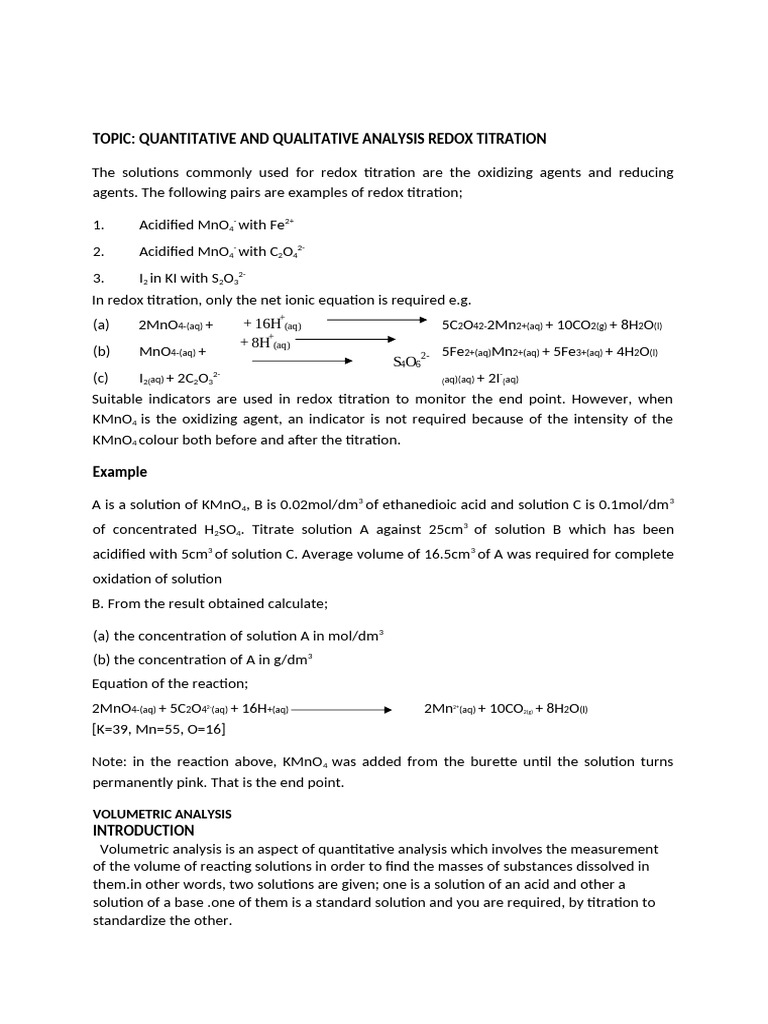 QUALITATIVE AND QUANTITATIVE ANALYSIS1 | PDF | Titration | Chemistry