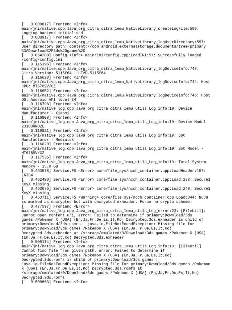 Citra Emulator Log Analysis | PDF | Encryption | Computing Platforms
