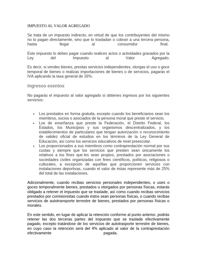 Impuesto Al Valor Agregado | PDF | Impuestos | Impuesto al valor agregado