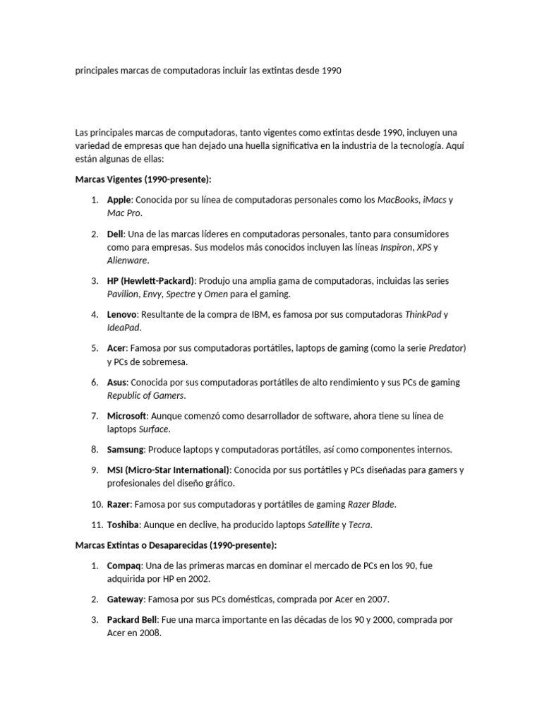 Marcas de computadoras desde 1990 | PDF | Compatibles con PC Ibm ...