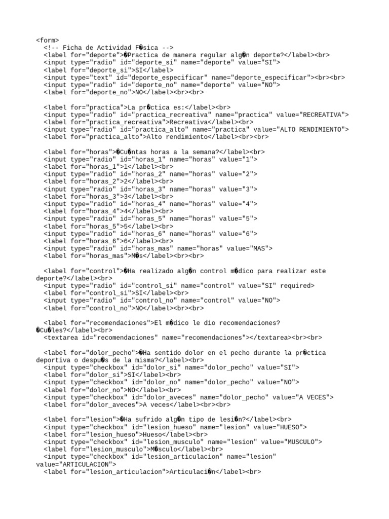 Pesta as en codigo html pdf