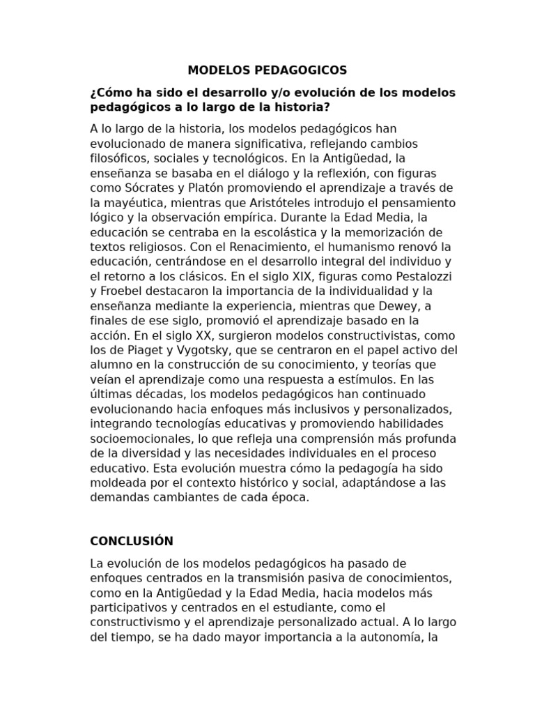 Modelos Pedagogicos Foro 1..... | PDF | Constructivismo (filosofía de ...