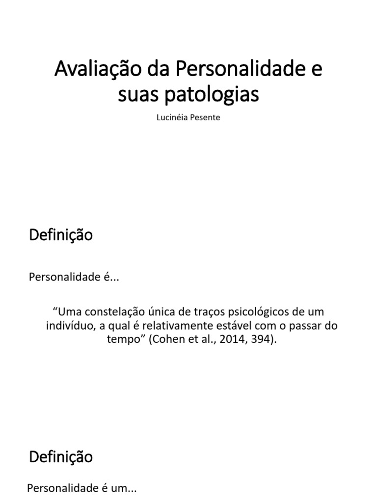 Avaliação Da Personalide e Suas Patologias | PDF | Transtorno de ...