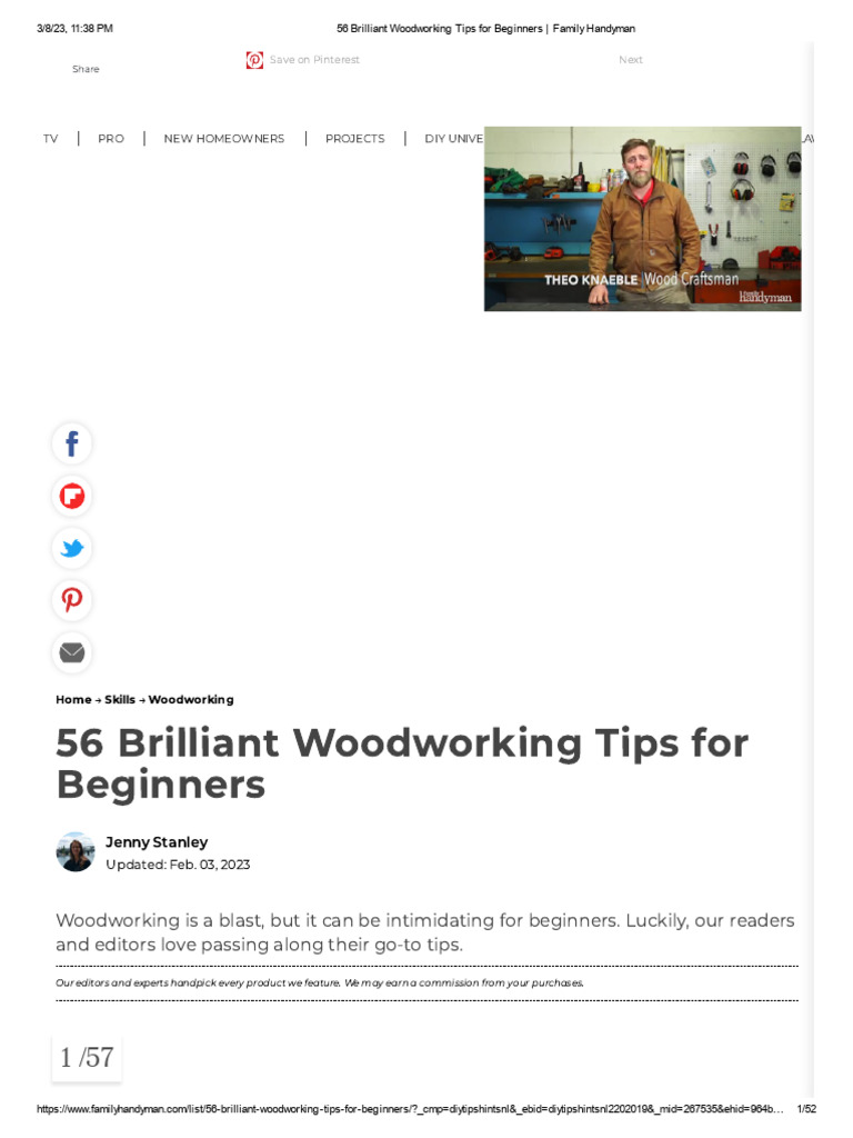 56 Essential Woodworking Tips for Beginners | PDF | Wood | Woodworking
