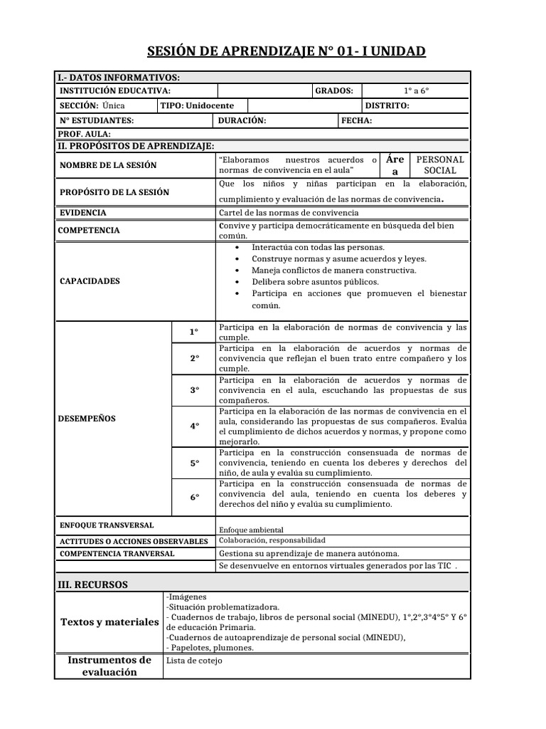 Normas de Convivencia en el Aula | PDF | Salón de clases | Evaluación