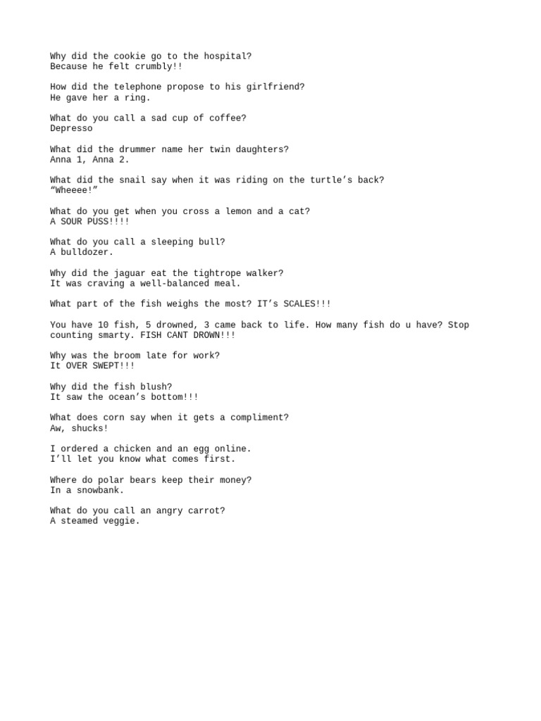 Hilarious Jokes for Kids PDF | PDF