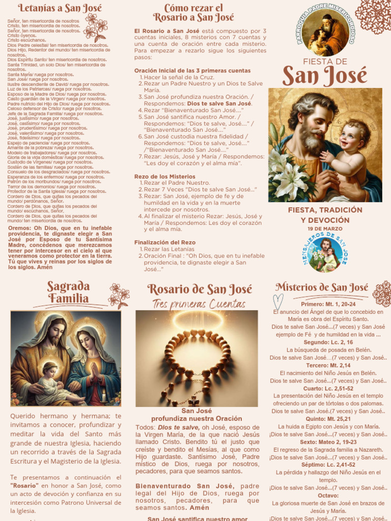 Rosario y Misterios de San José | PDF | María, madre de Jesús | San José