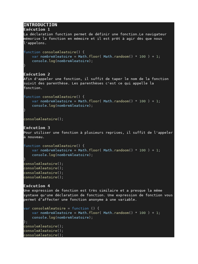 Fonctions JavaScript : Déclarations et Retours | PDF | Longueur ...