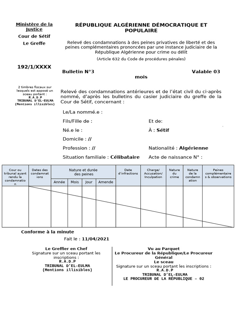 Relevé de casier judiciaire en RDC | PDF | Greffier | Crimes