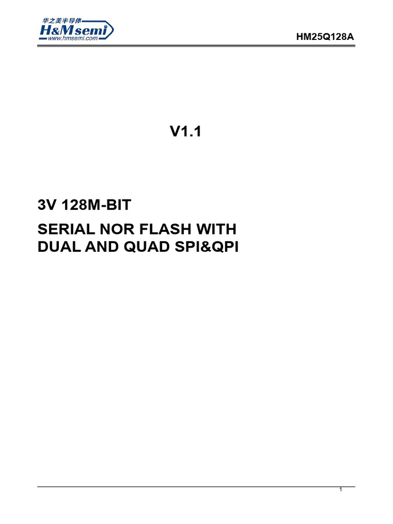 HM25Q128A Serial NOR Flash Overview | PDF | Flash Memory | Input/Output