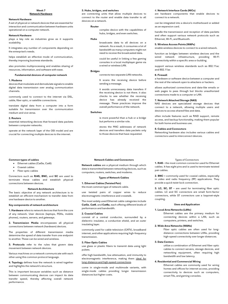 Essential Network Hardware Overview | PDF | Computer Network | Ieee 802.11