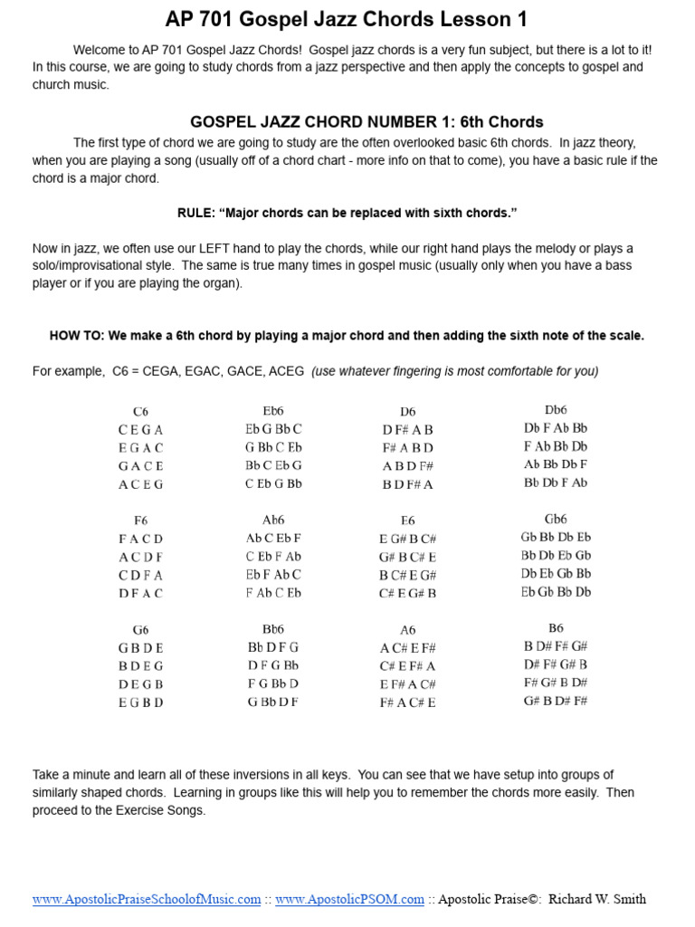 Gospel Jazz Chords: Lesson 1 Overview | PDF | Chord (Music) | Jazz