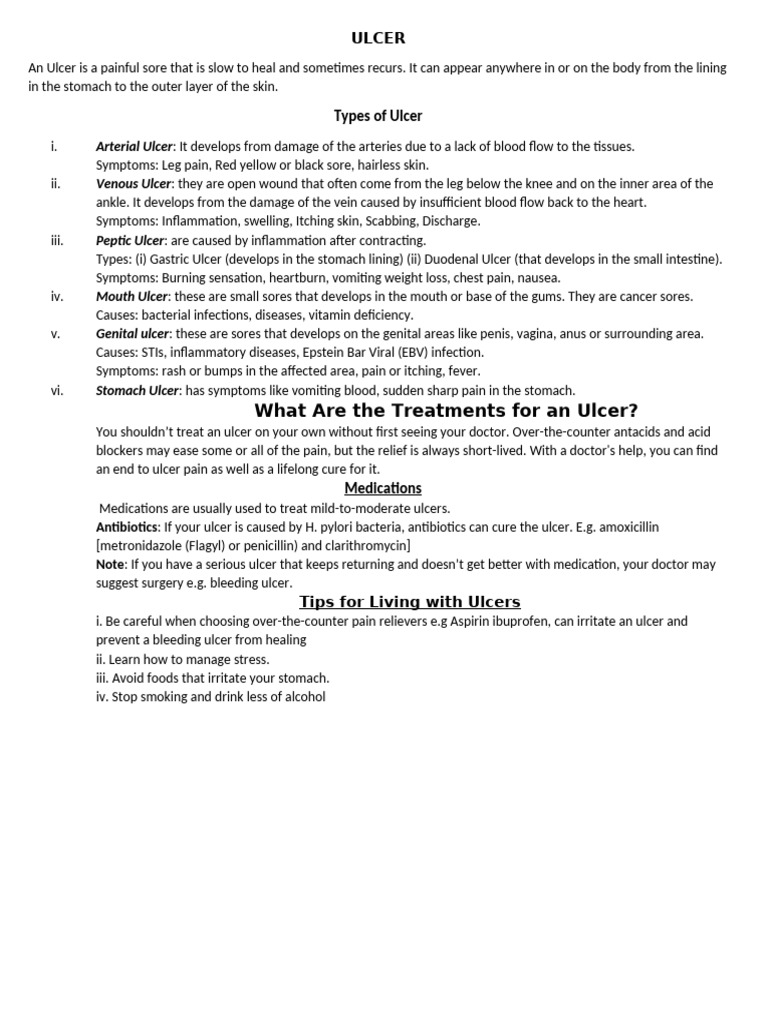 Ulcer Presentation Pdf Causes Of Death Medicine