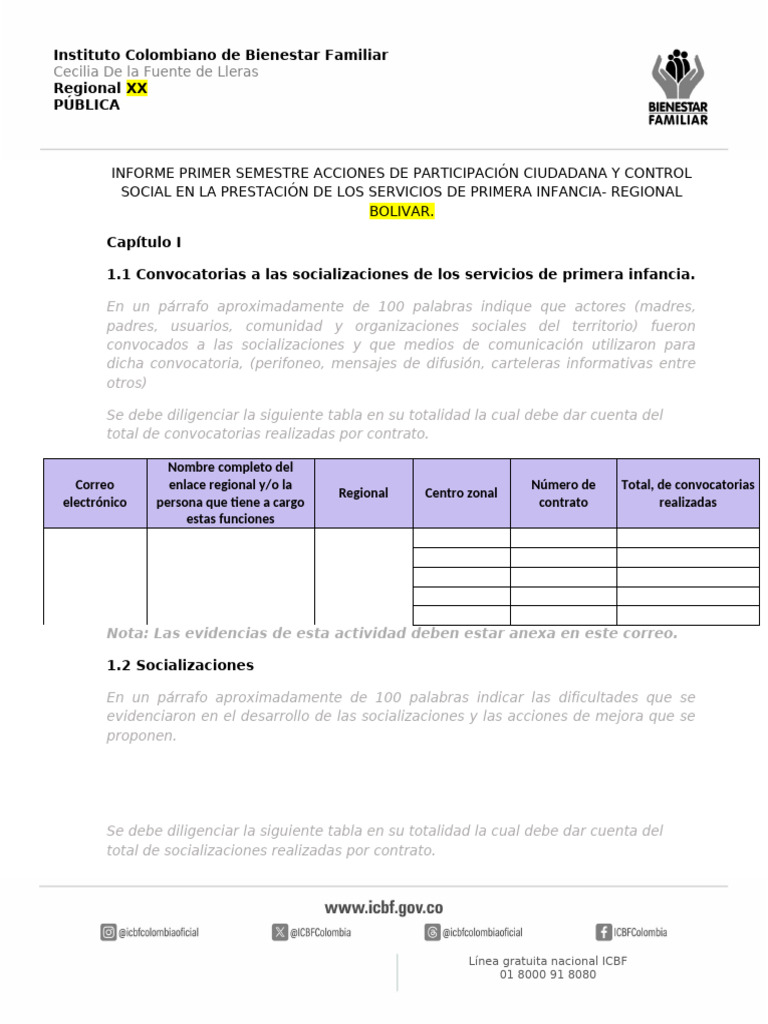 Informe de Control Social ICBF 2023 | PDF